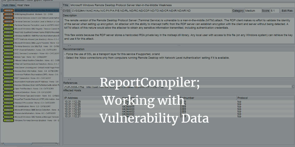 ReportCompiler - Working with Vulnerability Data